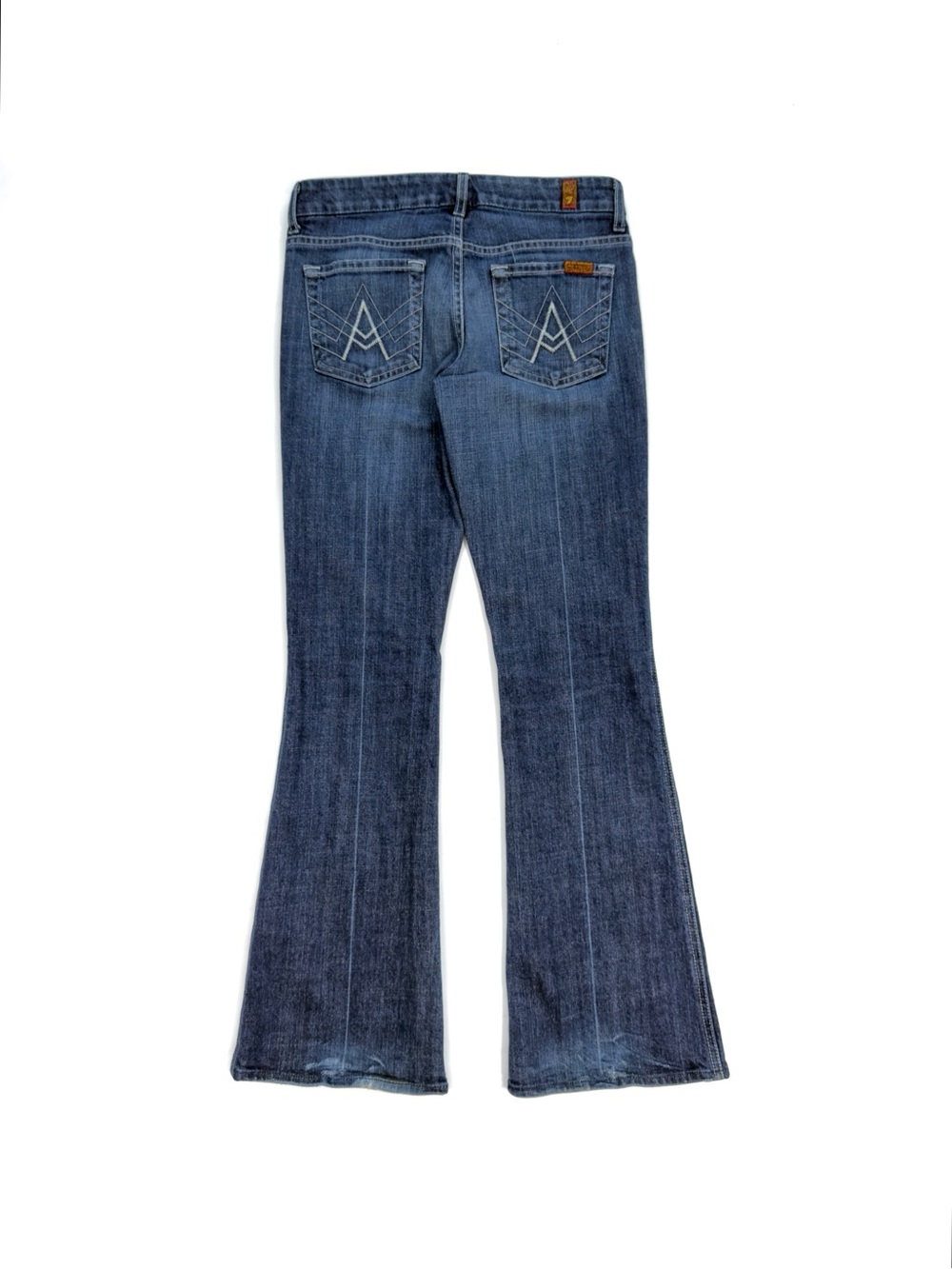 7 For All Mankind “A” Pocket Flare Jeans Womens 26 Low Rise Dark Wash Blue